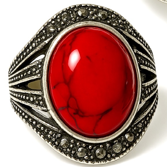 Jewelry - New Red and Silver Ring with Rhinestones